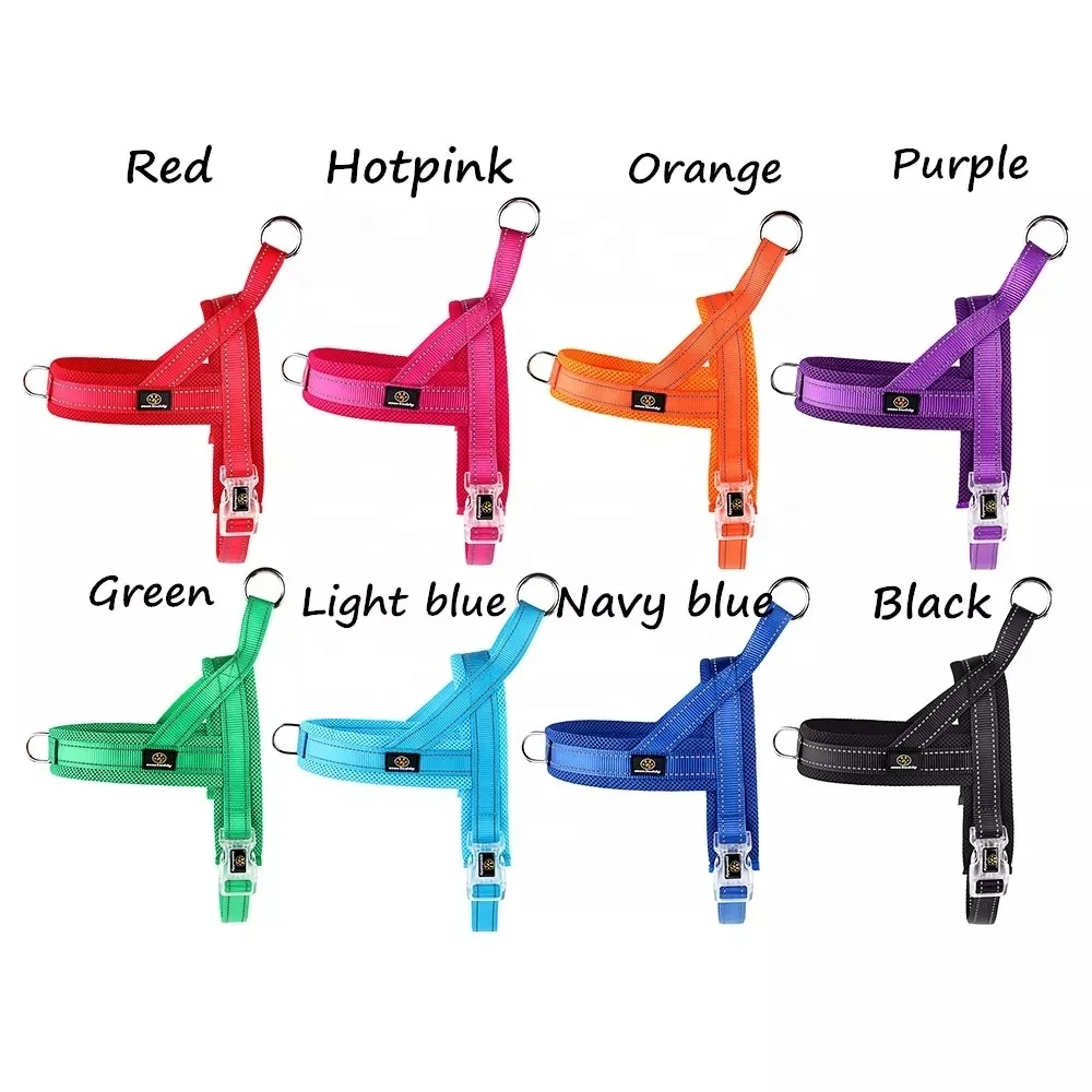 Custom Lightweight Breathable Net Mesh Padded Reflective No Pull Quick Fit Pet Dog Running Harness Leash Set