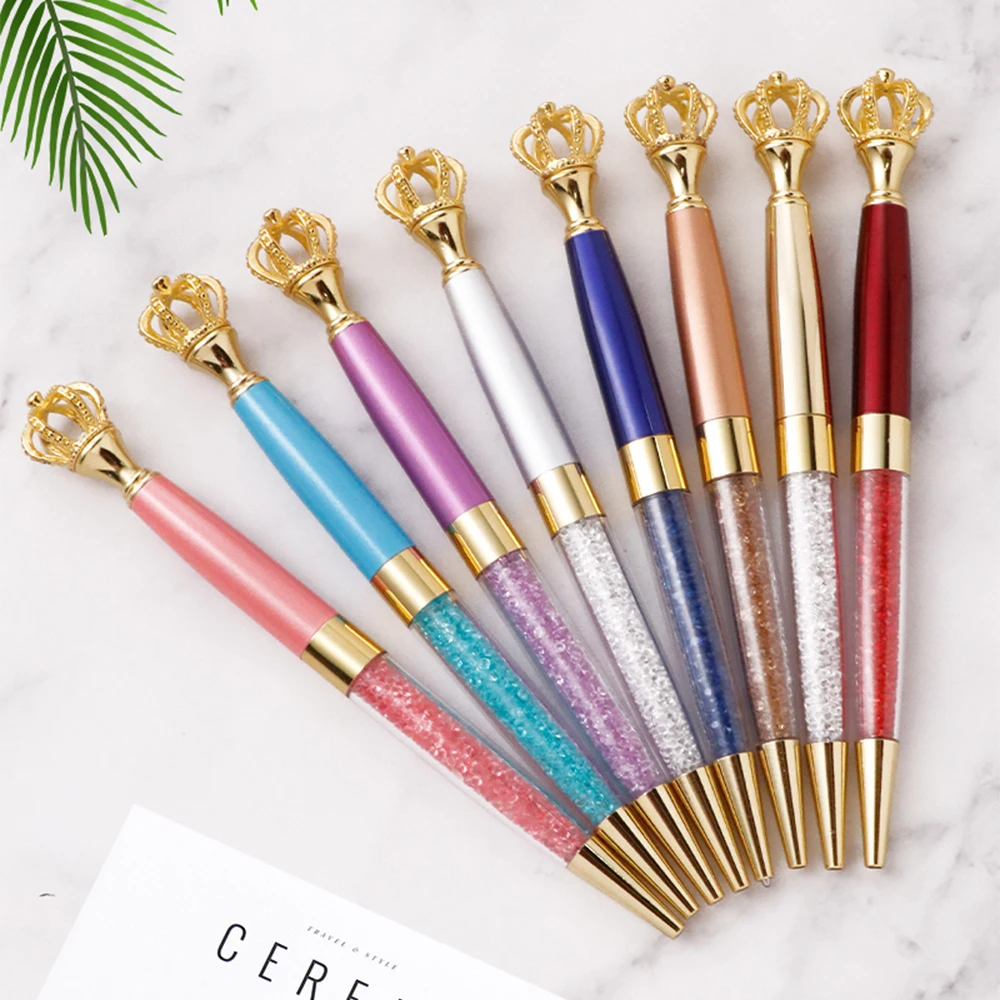 2022 Crown crystal pen Novel Manufacturer Metal Promotional Pens Crystal Top Diamond Ballpoint Pen For Custom Logo
