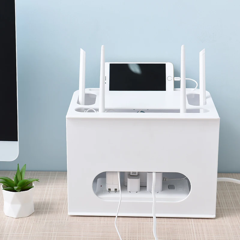 wifi wireless router storage box wall mounted set-top box jack board socket organizer artifact wire storage box