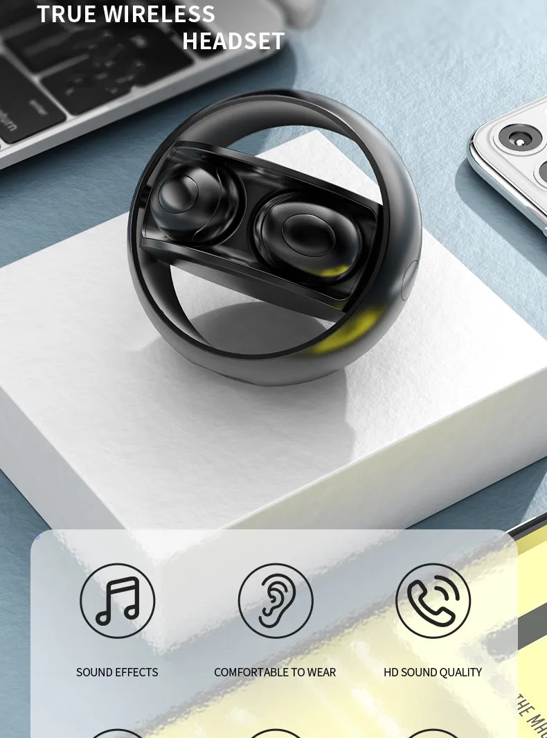 Creative Rotatable Design H8 TWS Wireless Earphone With Mic BT 5.0 HIFI Headset IPX6 Waterproof Stereo Sport Music Mini Earbuds