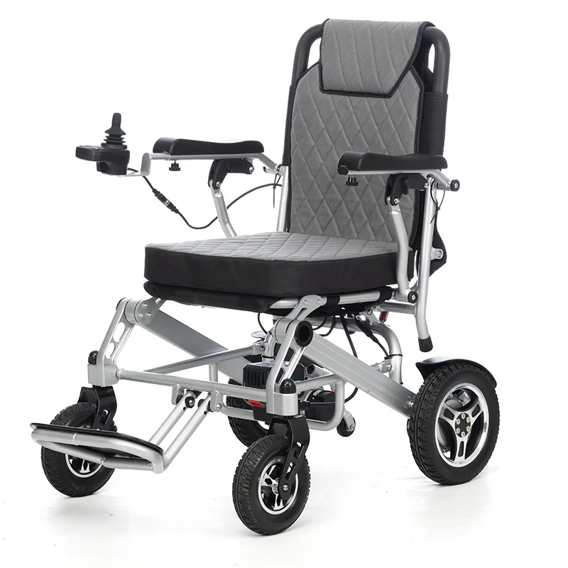 Foldable Newest Joystick Controller Reclining Remote Electric Wheelchair, Aluminum Folding Power Wheelchairs