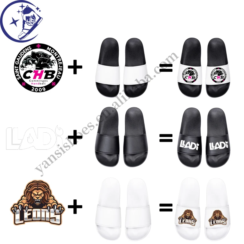 Color Printed Laser Engraved Customized Logo Slippers High Quality PVC Air Cushion Button To Sport teams Support OEM&ODM