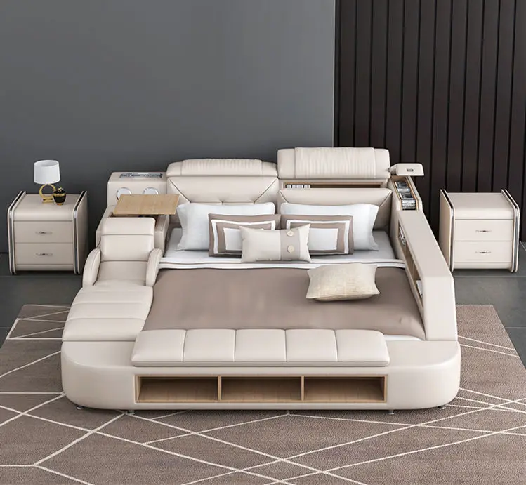 PYC-28 Customizable Modern Multifunctional Storage Bed With Smart Massage Bed Usb Music LED Bedroom Set Furniture