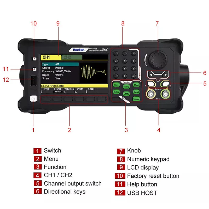 Hantek Digital HDG3000C Series для генератора сигналов Arb 3CH измеритель частоты
