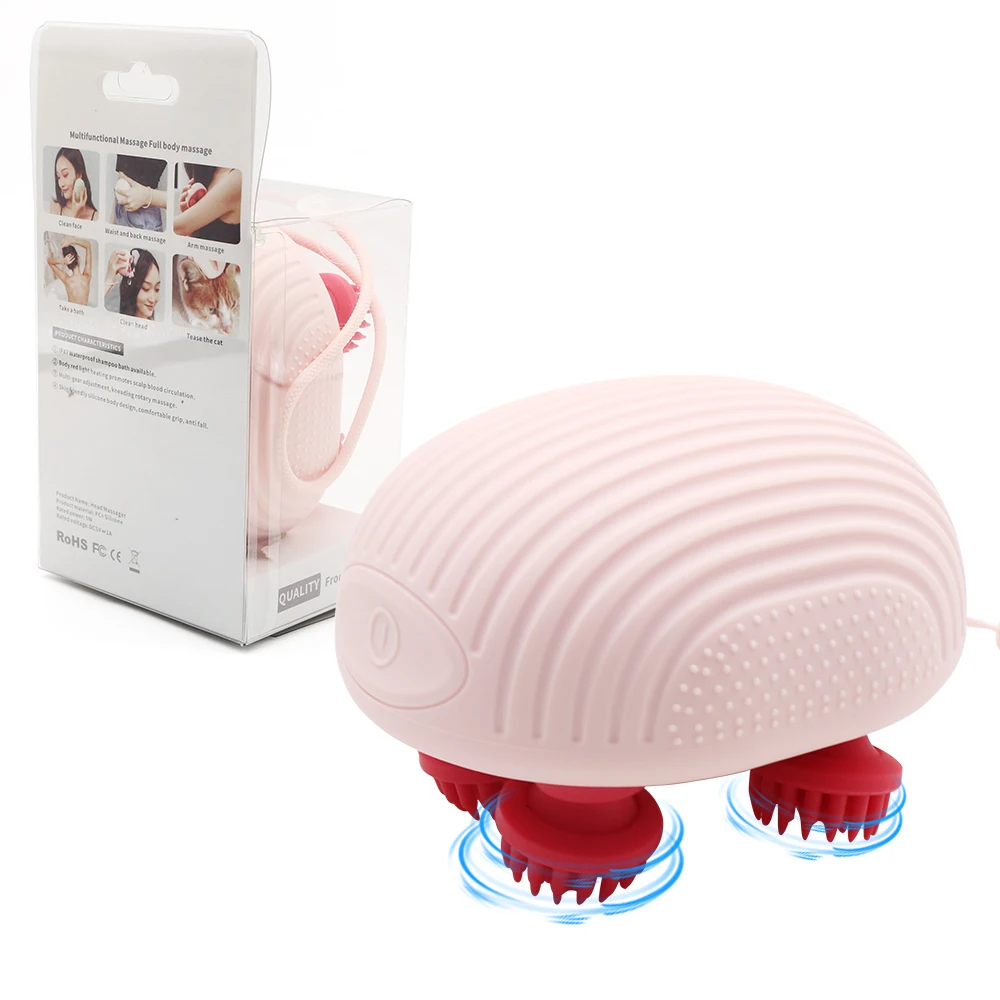 Waterproof Handheld Silicone Claw Head Massager Ems Pulse Scalp Massage Brush Hair Health Relax Care Machine