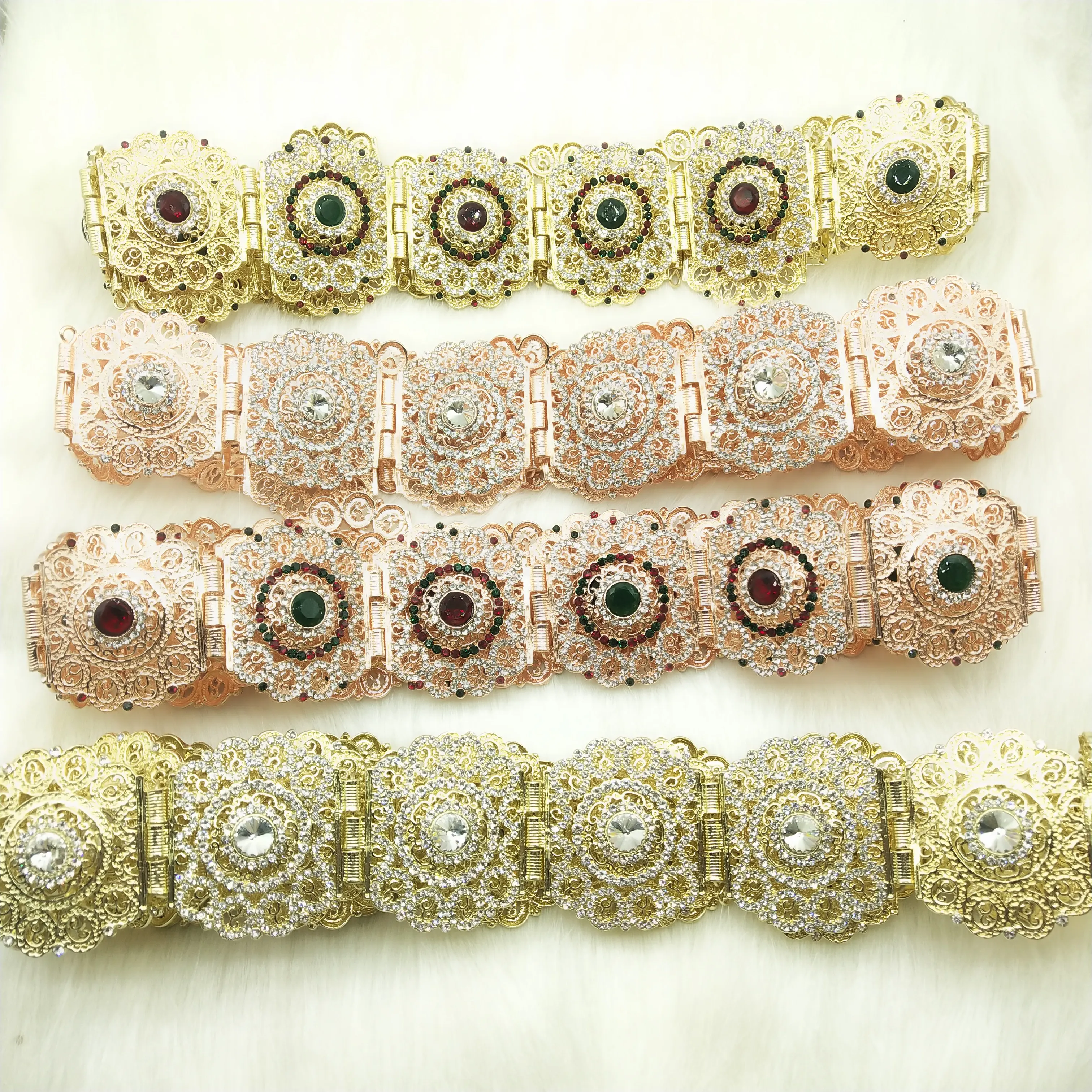 R Multi-color customizable full drill Algerian Moroccan belt adjustable length chain for wedding jewelry clothing accessories