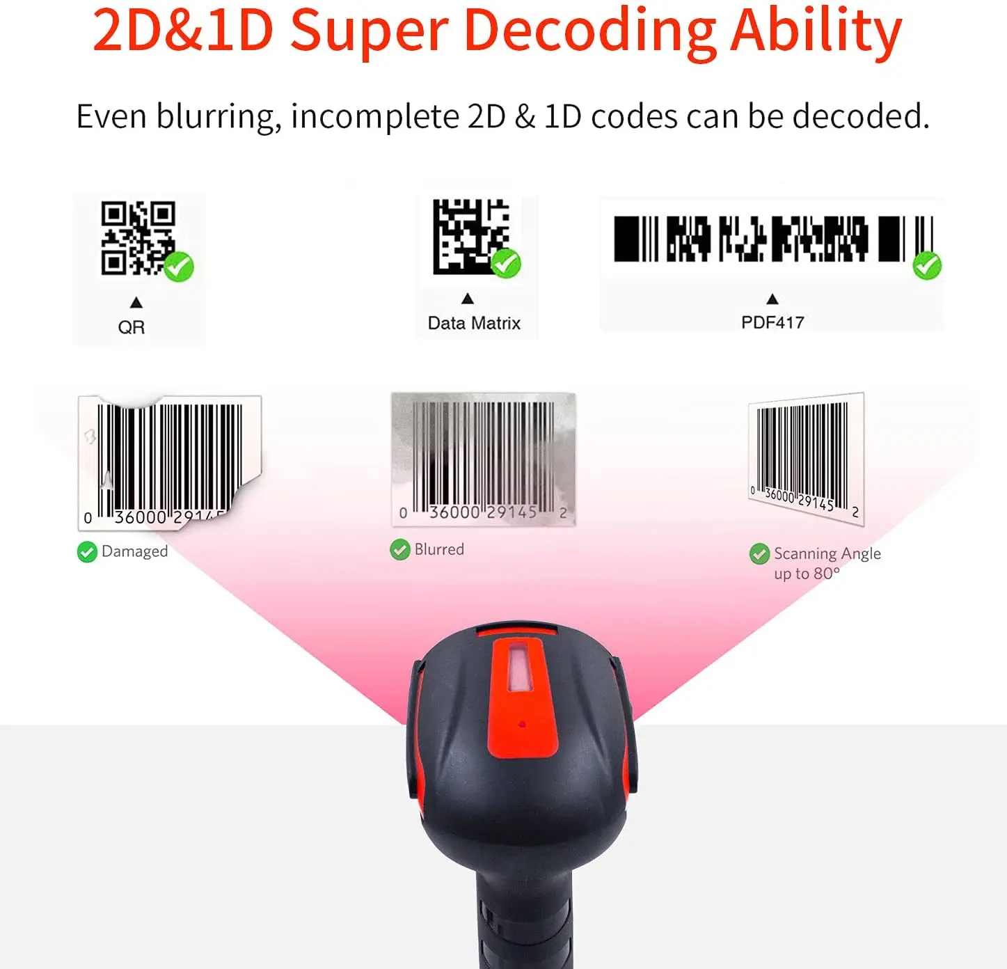 JR 8911 Rugged Industrial Barcode Scanner BT Reader IP65 Million-Dollar Sensor
