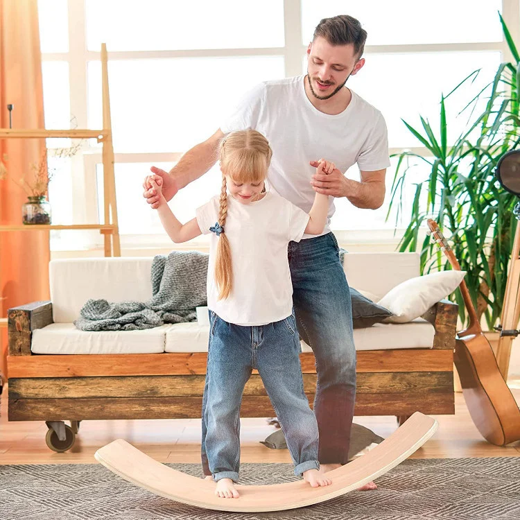 Yoga curvy unlimited high quality natural wooden durable rainbow balance board