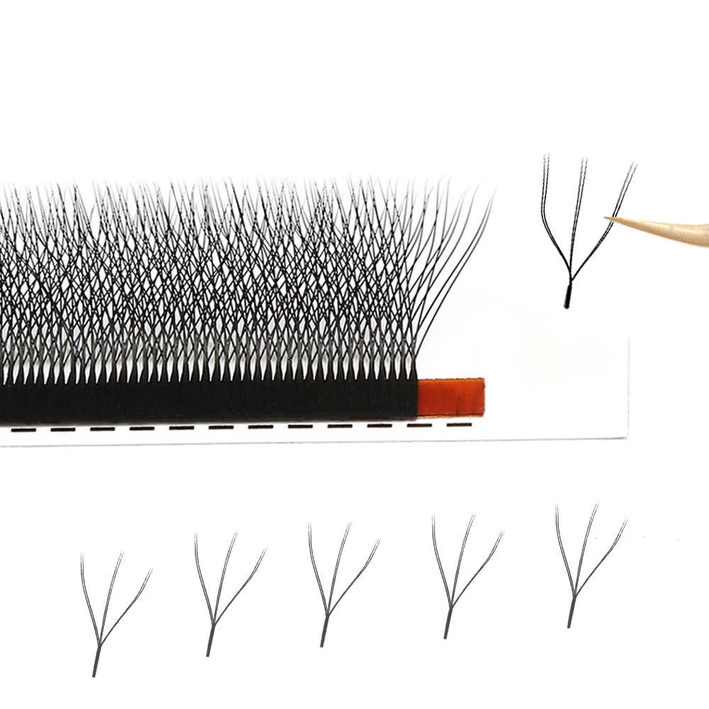 Professional Private Label Easy Fan Volume Fans 3D Clover Eyelashes 0.05mm Fast Fanning W Lashes Extensions Dark Black Soft lash