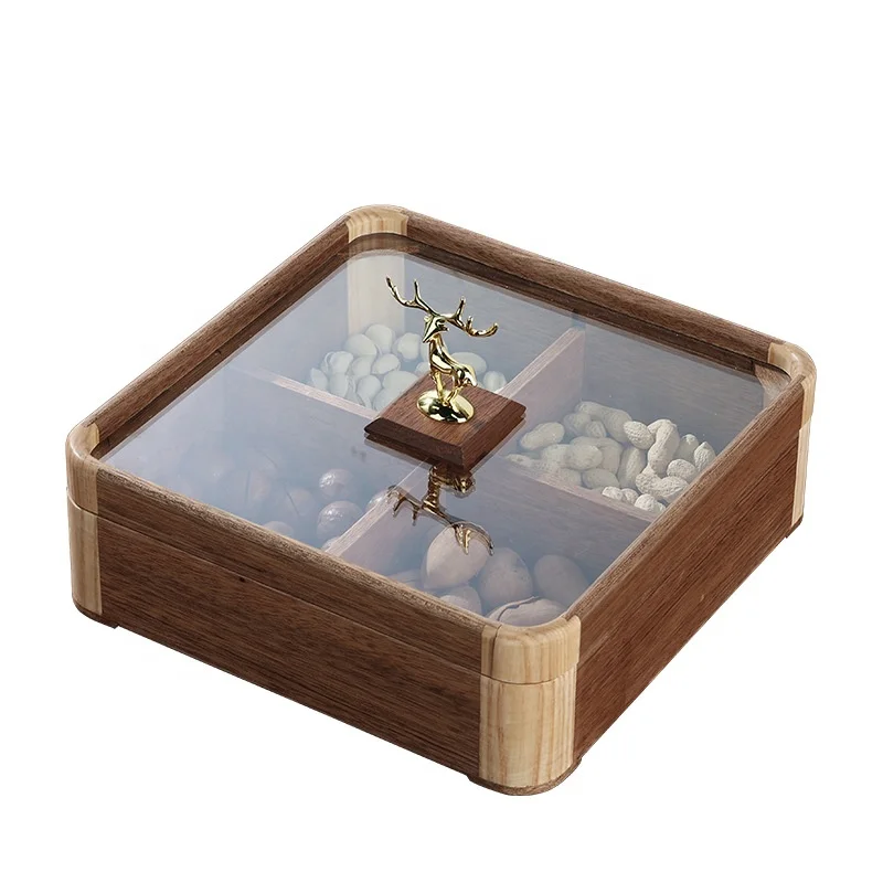 Living Room Creative Household Snacks Tray Storage, Melon Peanuts Solid Wood Fruit Plate, Dried Fruit Box