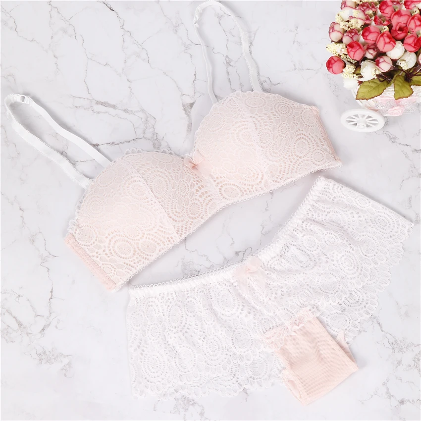 
floral embroidery bra set sexy girl push up underwear set women panties set 