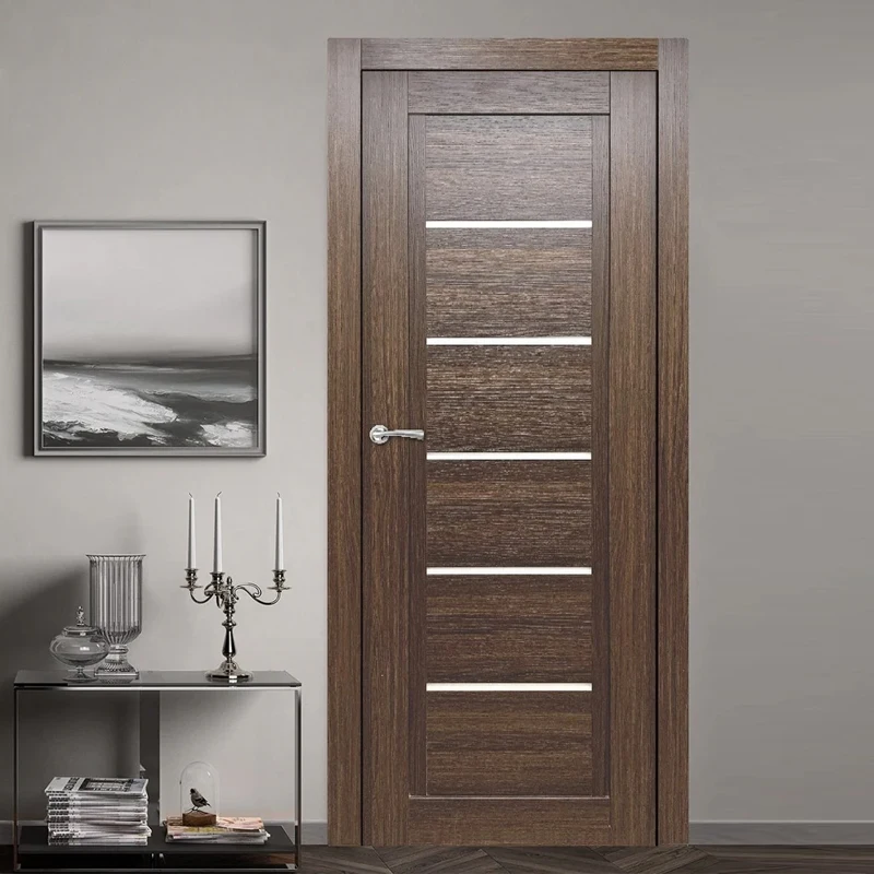 Factory Direct Selling Interior Melamine MDF Door Waterproof Wood Veneer Door Modern Interior PVC Room Doors