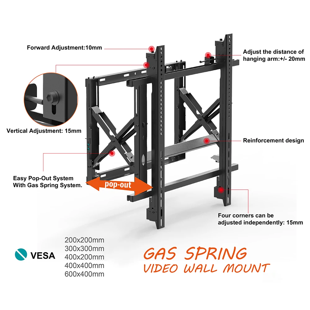 CHARMOUNT Wholesale 32 To 70 Inch Heavy Duty Max Vesa 600*600mm Video Wall Mount Advertising Display LCD Video Wall TV Mount