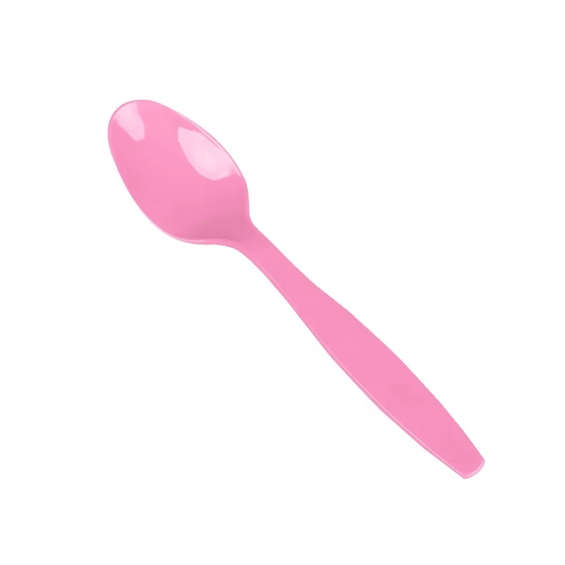 Heavy duty disposable sundae long handle ps clear wedding cutlery soup/icecream party plastic spoons