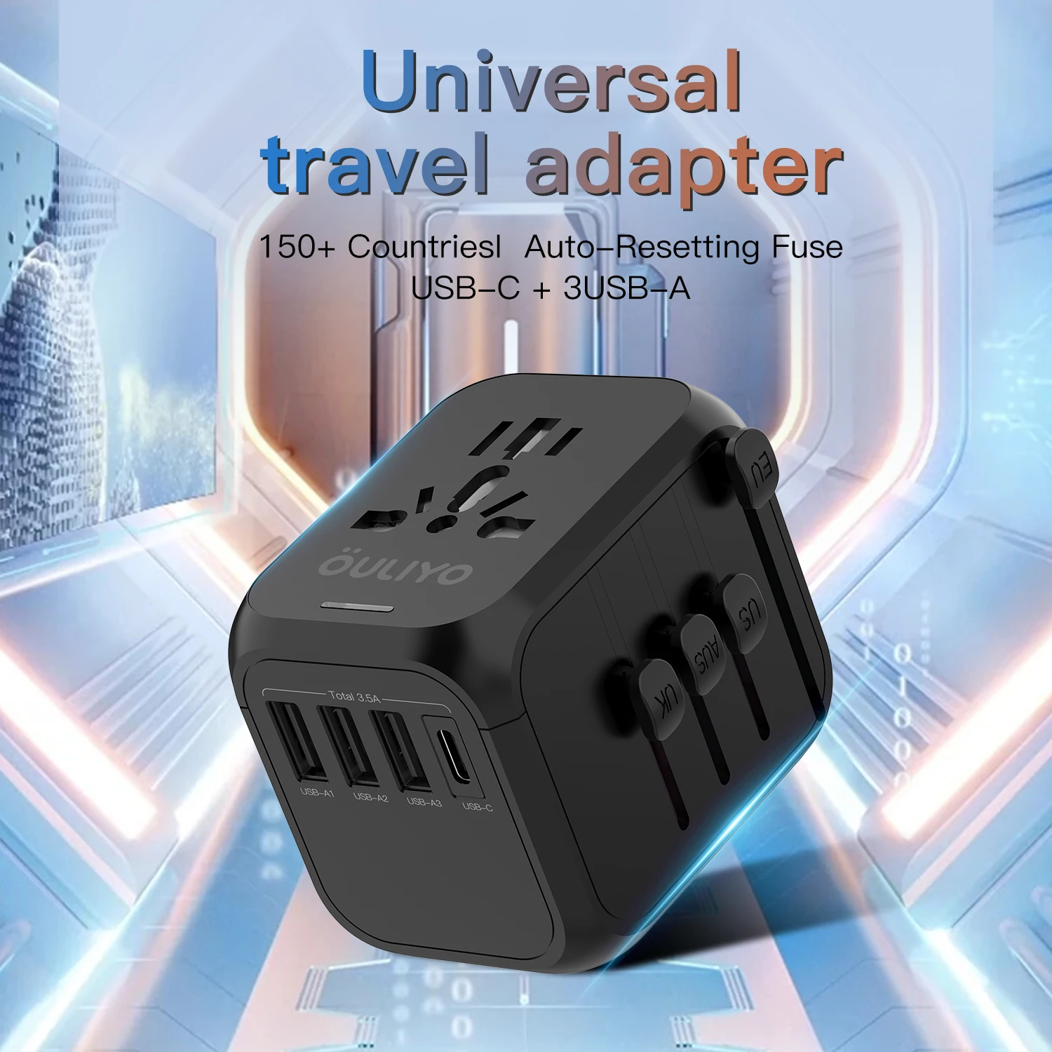 Универсальный дорожный адаптер OULIYO Международная настенная зарядка быстрое зарядное устройство 5A Европейское переменного тока с вилкой по всему миру