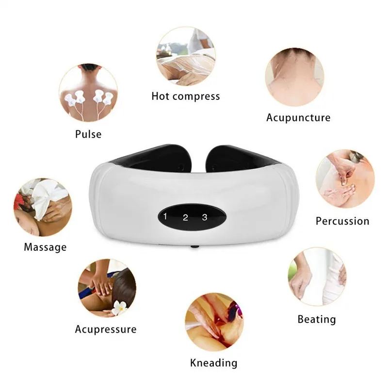 Pain relief tens electric pulse cordless neck massager 6d portable 2020