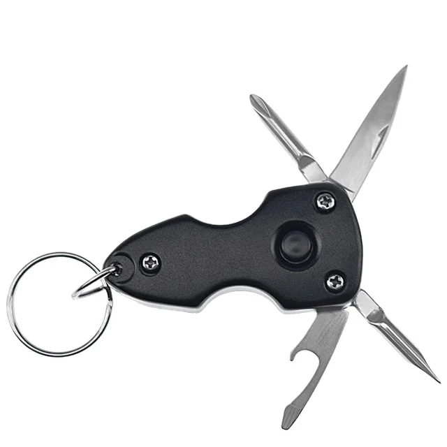 5 in 1 Multi Tool Key Chain Mini screwdriver pocket knife keychain multi tool with flashlight