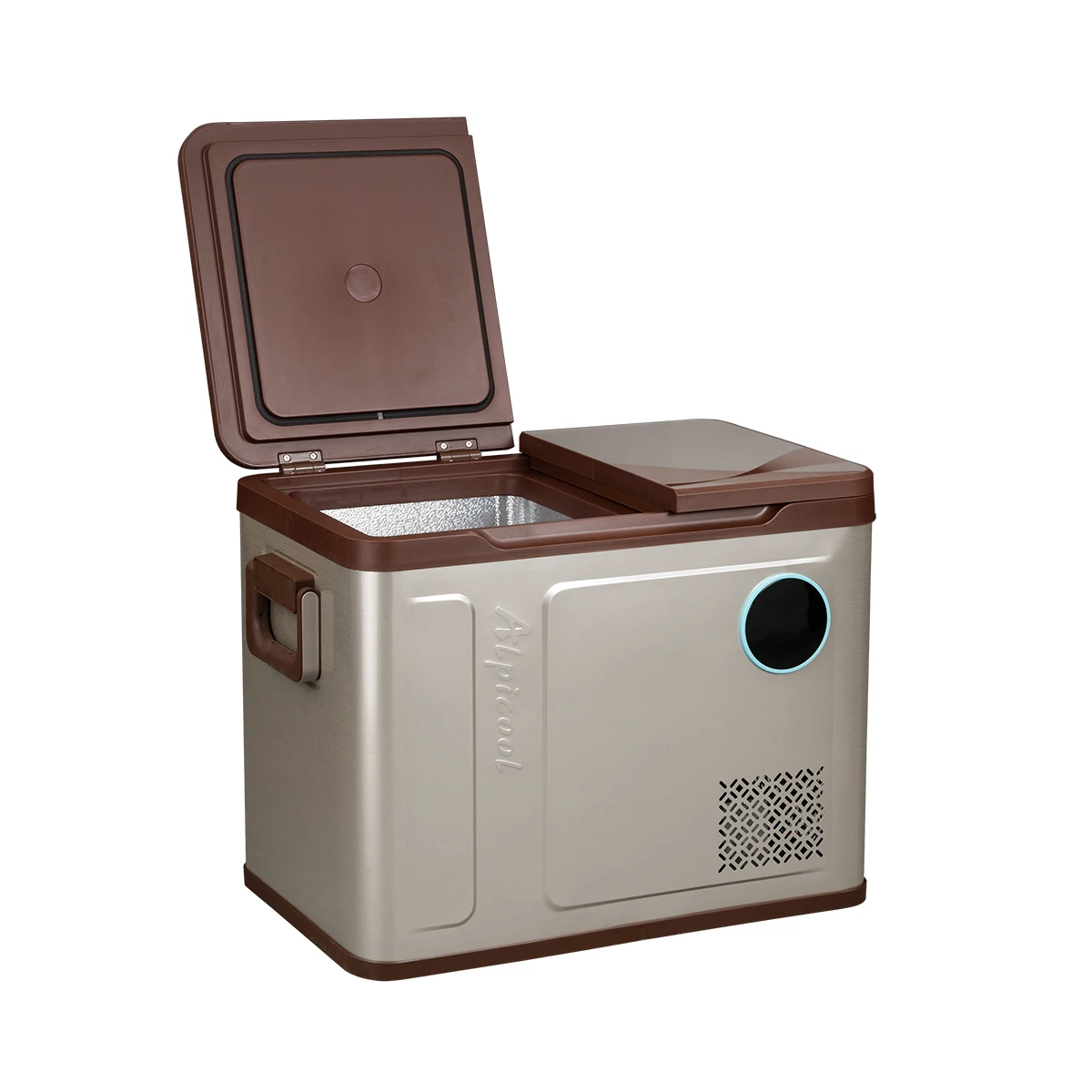 Alpicool 40L Dual-Zone Dual Control Glass Door Rechargeable Portable Electric Cooler Freezer Box Metal Outdoor 12v Refrigerator
