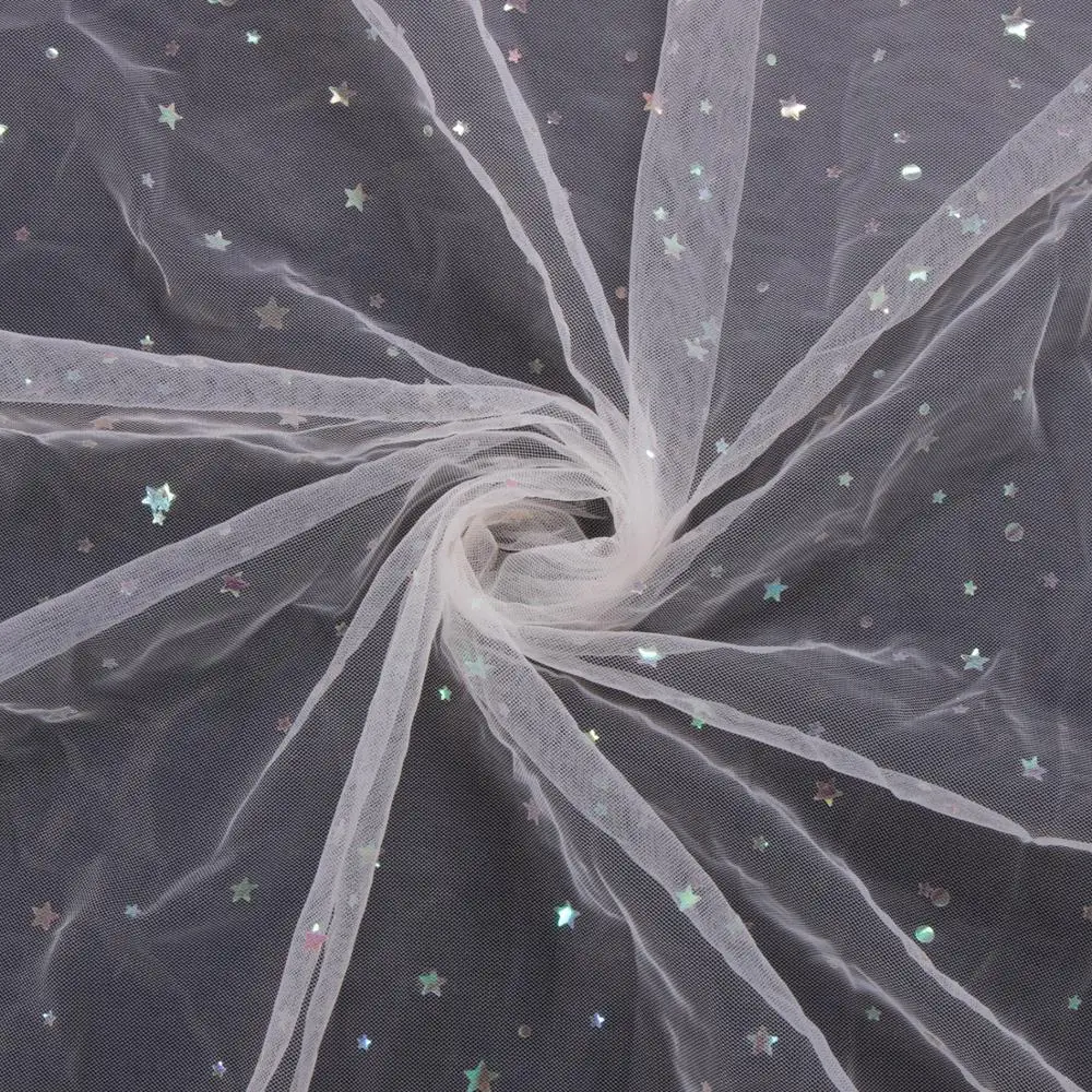 2020 Shiny glitter sequined bridal fabric tulle embroidery mesh for dress