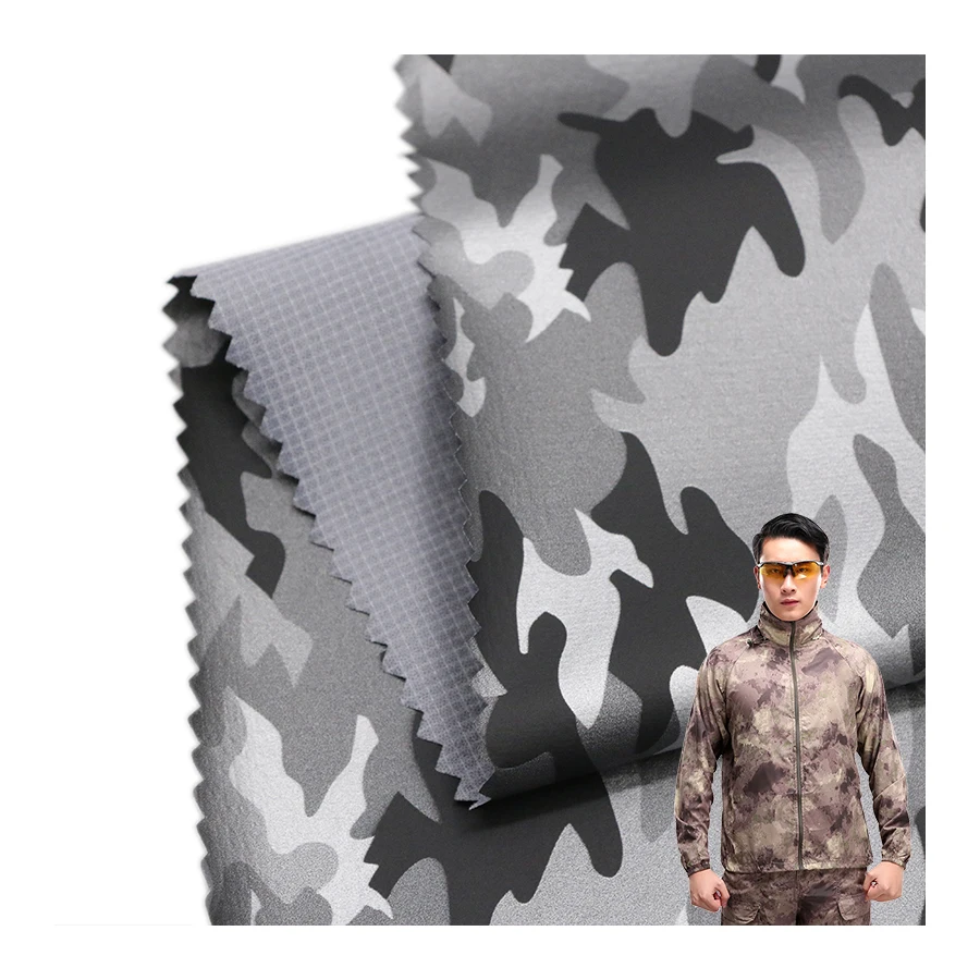 Custom sunscreen waterproof  breathable  nylon printed plaid fabric composite camouflage film for sports outdoor