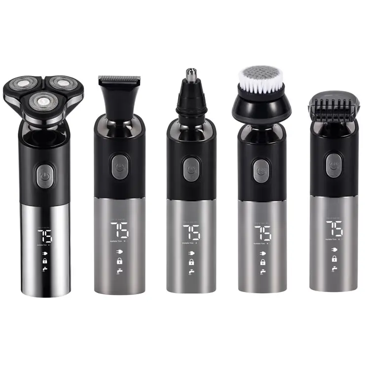 2024 New Design Rechargeable Electric Shavers for Men Waterproof 5 in 1 Hair Clipper Shaver Nose and Pubic Hair Trimmer