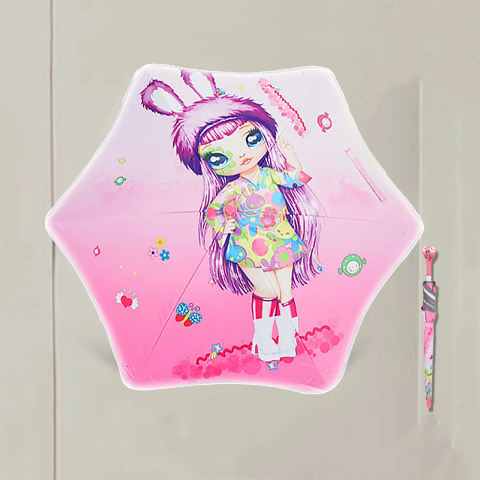 Small Kids Rain Umbrella With Reflective Stripe Gift Birthday For Boys Girls Plastic Polyester Cartoon  Children Parent-child