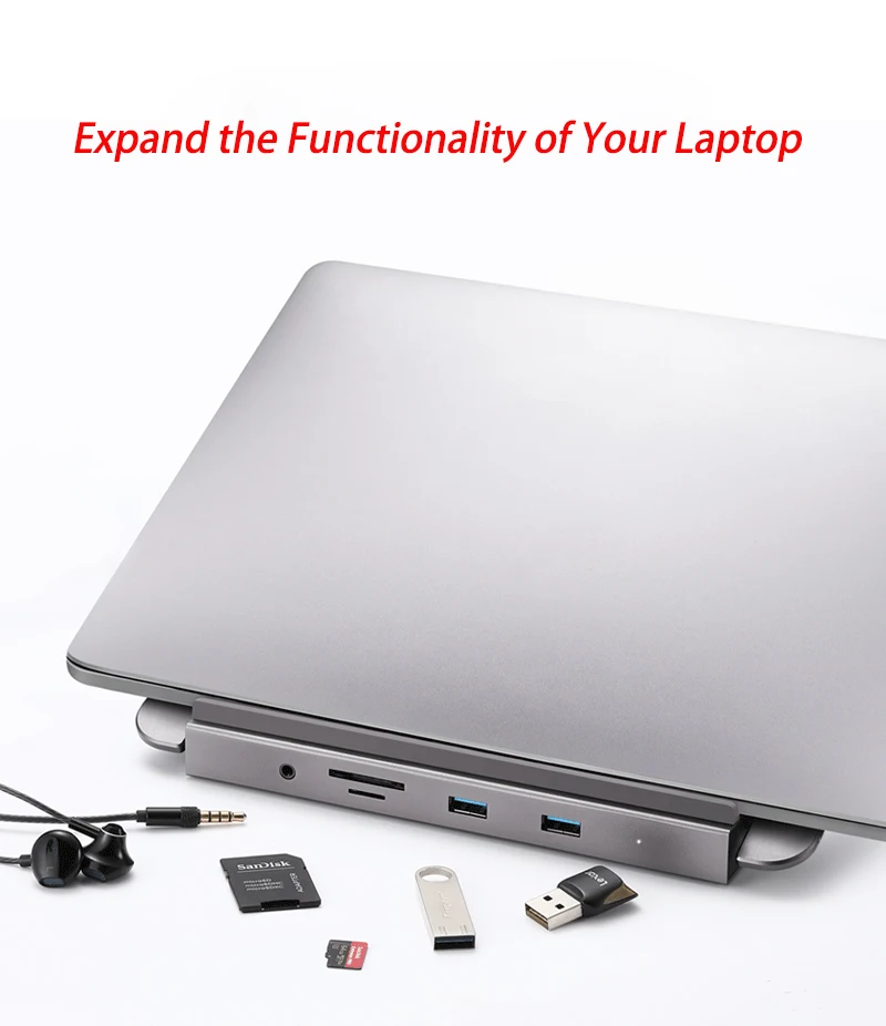 OEM Type Aluminum Alloy Portable Multi-port Usb Hub 12 in 1 USB-C Docking Station for netBook of Laptop Stand