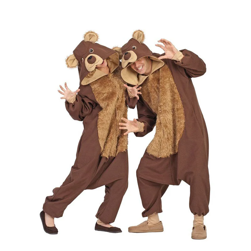 Manufacturer custom animal fancy dress adult plush mascot head teddy brown bear costume