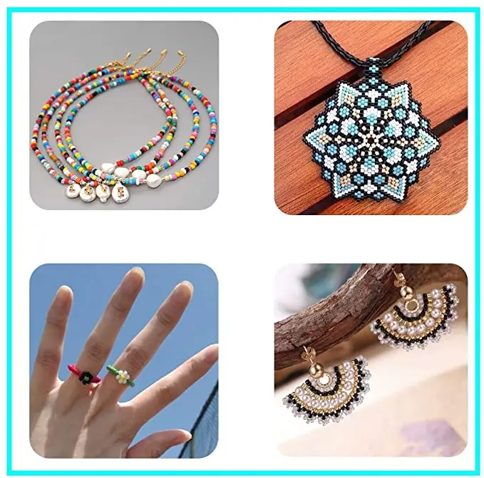 Miyuki DIY  Jewelry Making Kit 2 3 4mm small Glass Seed Letter Alphabet Beads Art Craft with 2 Rolls of Elastic String Cord