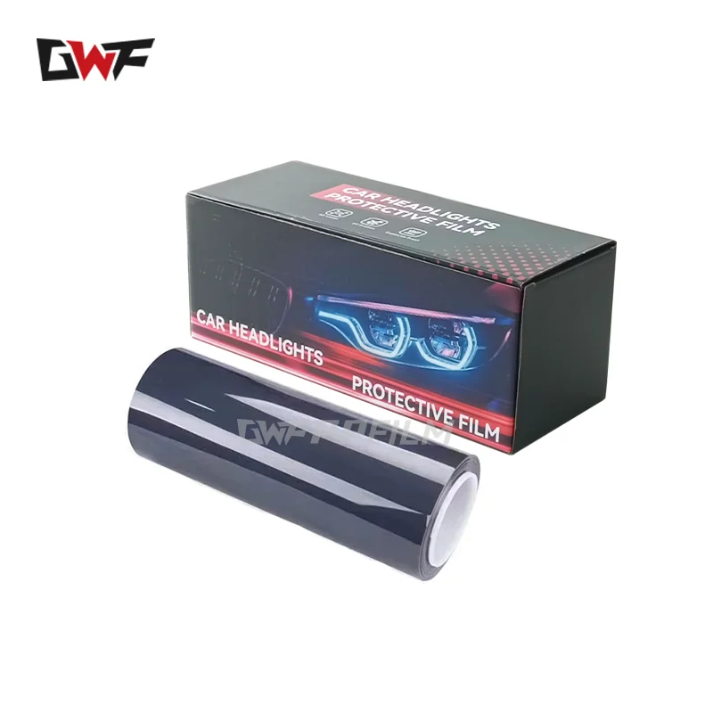 photochromic white to purple white to black color change headlight tint film black auto headlight PPF film TPU car lamp film