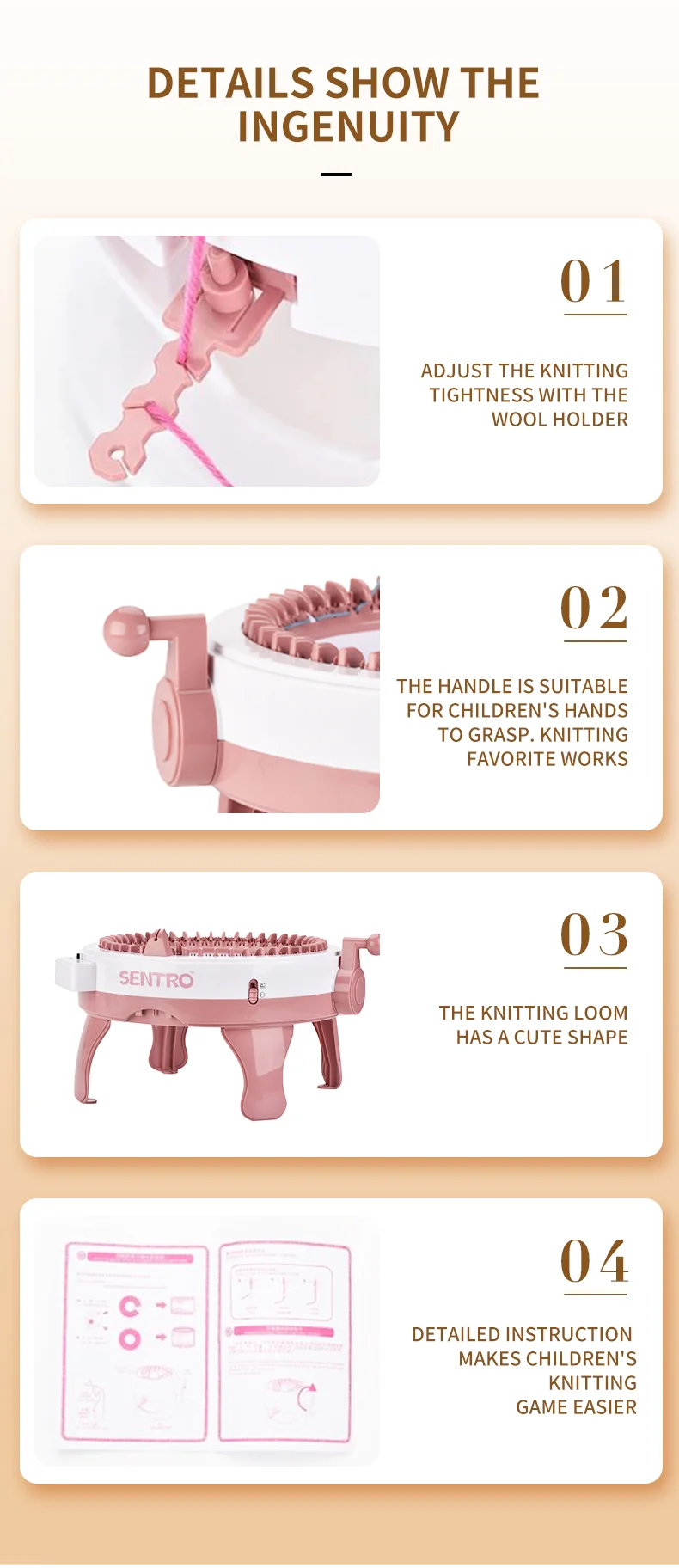 Educational Toys Hand Craft Smart Weaving Loom Toy Diy Sweater Scarf Hat Sock Kit Knitting Machine For Sale