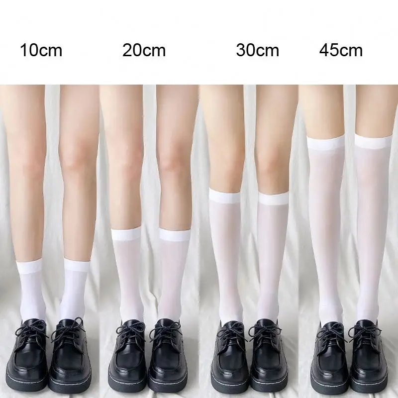 Женские чулки милые черные белые длинные носки в стиле Лолиты однотонные гольфы до колена модные женские кавайные для косплея сексуальные нейлоновые