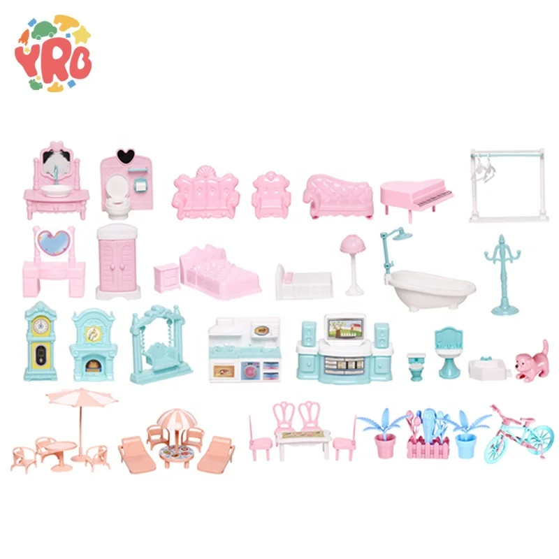 yrb baby Large Doll House Kit Toys Pretend Play Dream Baby Doll House Furniture Toy For Kids Girls Diy Big Children Accessories