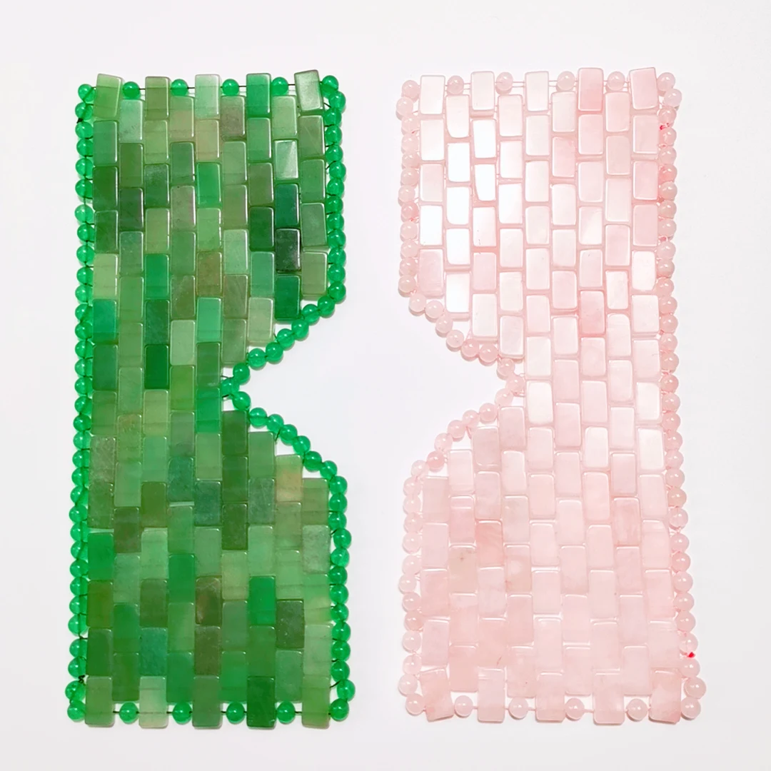 Diy Crystal Hot Sell Handmade Natural Green Aventurine Eye Mask Cooling Treatment Face Massager With Custom Box