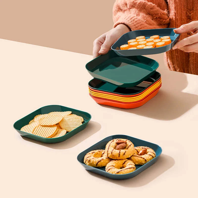 Kitchen table washing restaurant plate dishes food fruit snack dinner plastic unbreakable dishes plates set