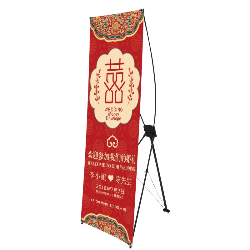 Black Retractable x frame banner stand 60 x160cm 80*180cm For Advertisement Exhibition