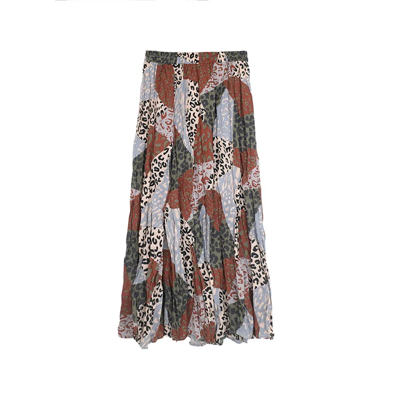 Wholesale cheap chiffon skirt floral print slim pleated skirt