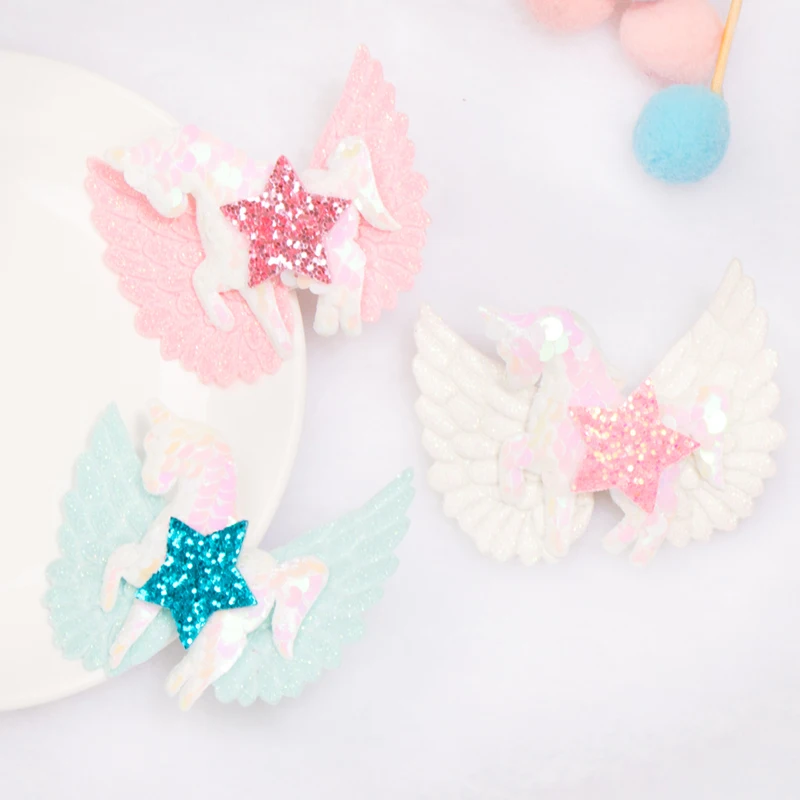 2021 Newest Design INS Hot Unicorn Hair Bow Clip for Girls Glitter Hair Clip Cheap Hair Pin Wholesale Hairgrip