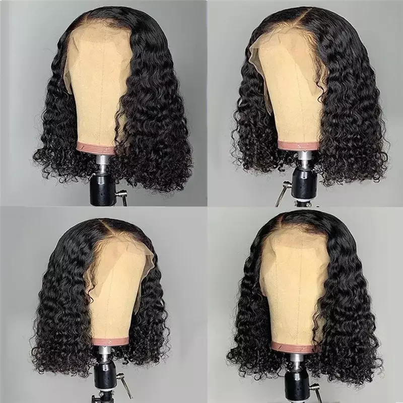 Short deep curly lace bob wig with baby hair 100% human hair for black women, wholesale Brazilian lace front lace wigs vendors
