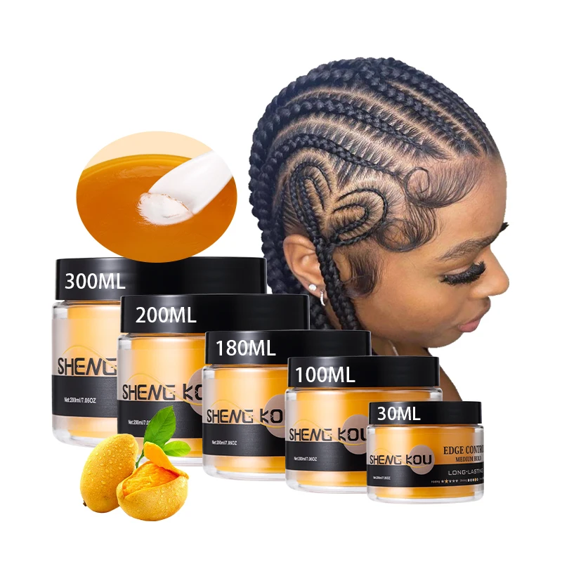 Custom edge control hair style wax braid gel medium strong hold private label edge control