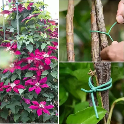 5m TPR coated twist ties green reusable soft rubber for garden and vegetable binding use twist tie