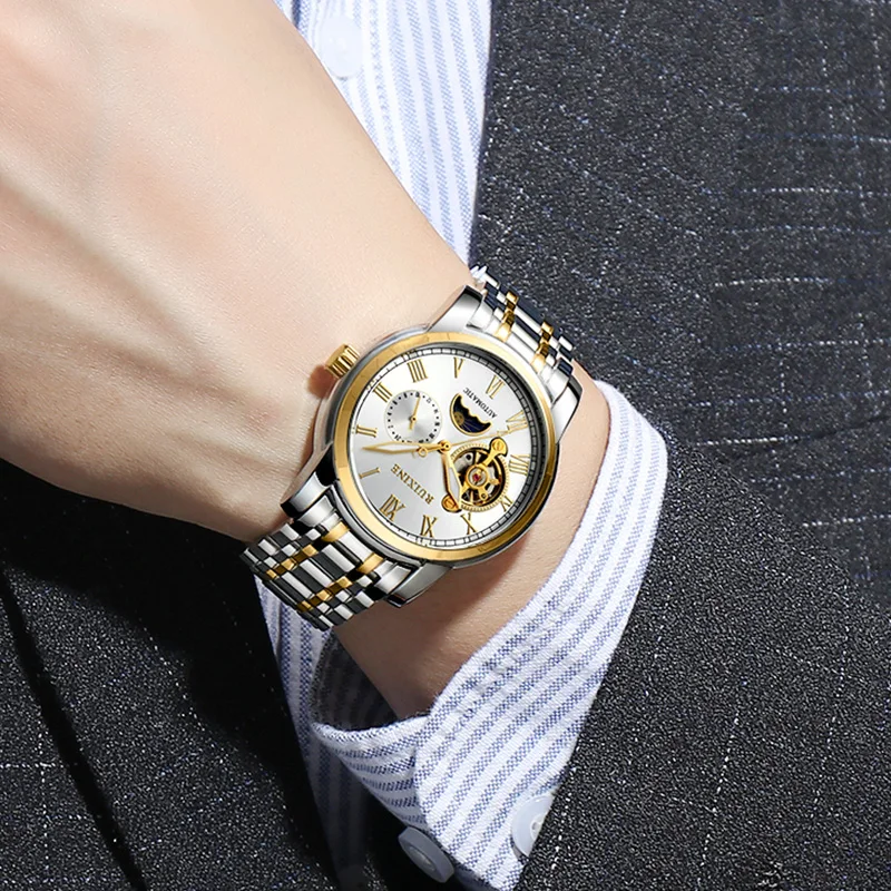 Ruixine limited discount price stainless steel strap men watches men wrist 5 needle luminous quartz mechanical watch
