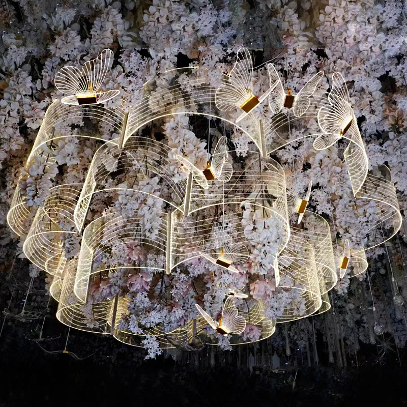 Glowing Butterfly Pendants Wedding Chandeliers Stage Decorations Hotel And Mall Display Windows And Beautiful Displays