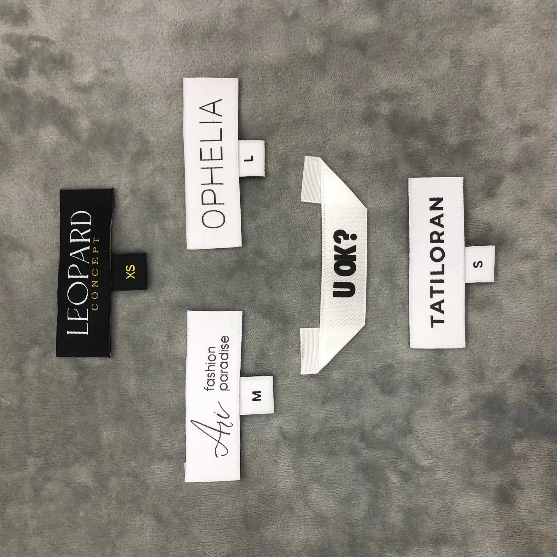 Customized small fashion clothing collar woven label design logo label satin cotton woven mark folding label