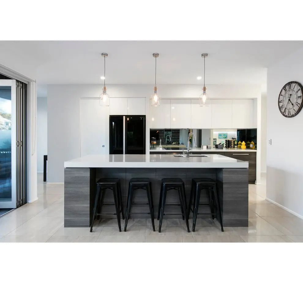 White Plywood Carcass Wood Melamine Island Glossy Lacquer kitchen furniture Cabinets cupboard