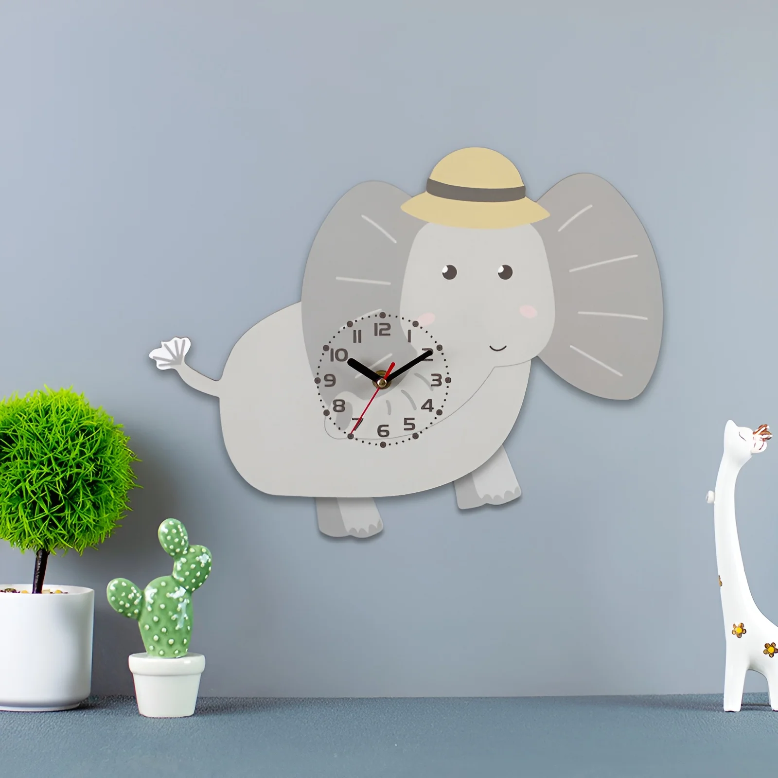 Silent Cute Wooden Animal Wall Clock Home Decor Decorative 3D MDF Wall Clock for Living Room Kids Room