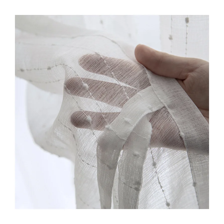 White Sheer Curtains for Living Room Kids Room  Pom Pom Window Sheers for Kids Bedroom Boho Light Filtering sheer curtain fabric