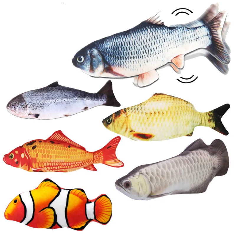 Wholesale Usb 3d Soft Cute Moving Catnip Floppy Dancing Flapping Electric Simulation Interactive Moving Floppy Fish Cat Toys