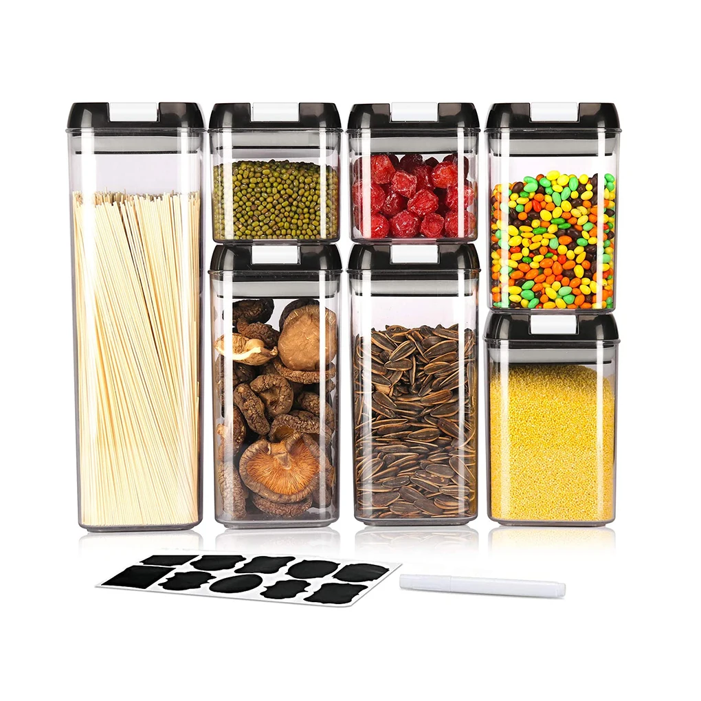 Горячая Распродажа 7 упаковок пластиковые герметичные контейнеры для кухонных хлопьев контейнер пищевых продуктов набор без БФА