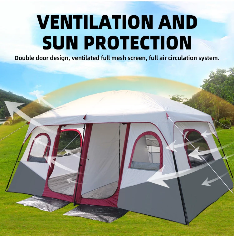Steel Pole Red And Blue  Tents Camping Outdoor 6 Person Tent Outdoor Camping Outdoor Tents For Events